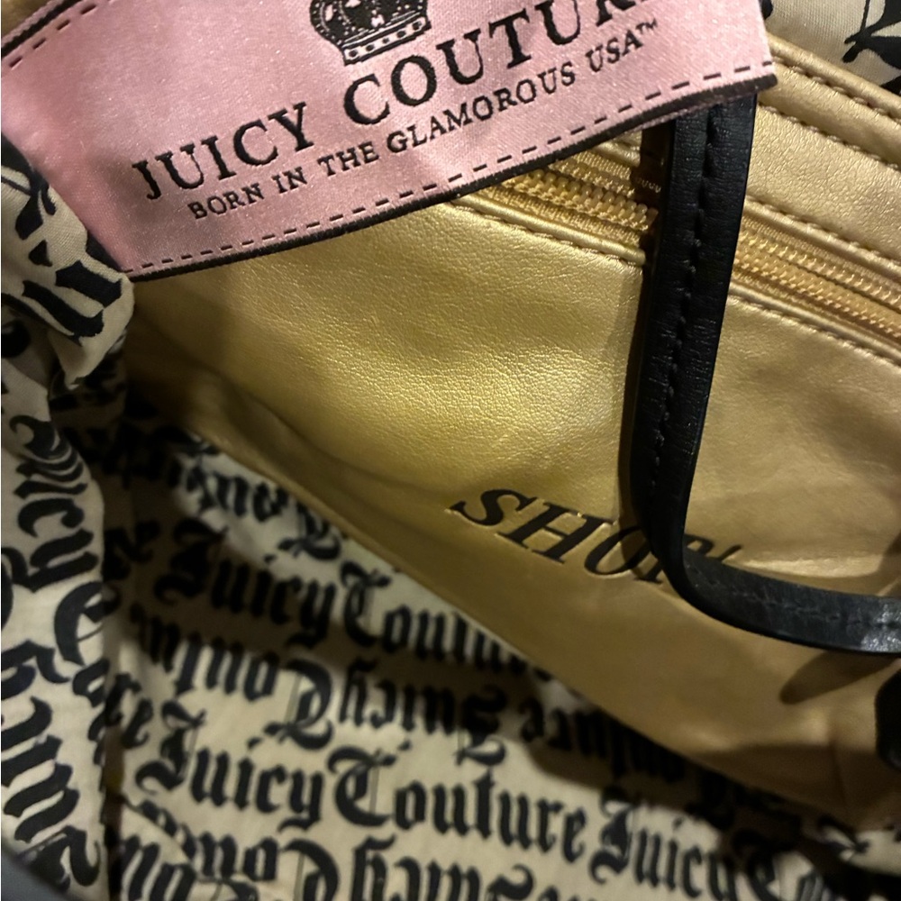 Vintage Juicy Couture Black Velour Logo Tote Bag - Picture 5 of 7